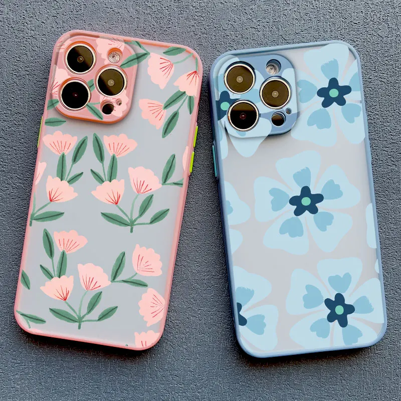 Kunstvolle Schutzhülle mit Blumenmuster für iPhone 11 12 Mini 13 Pro Max 17 16 15 14 Pro Max Plus X XR XS Rückseite – Detail 16