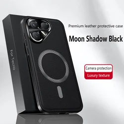 Magnetic Leather Shockproof Case with Metal Camera Protector for Tecno Pova 7 5G (Black)