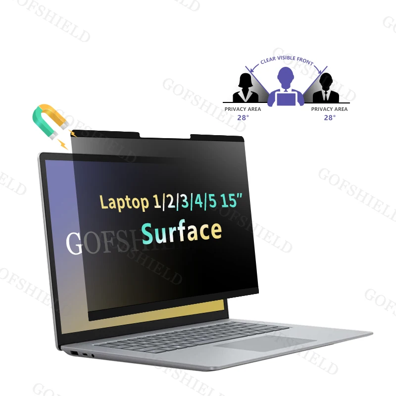 2 Way Magnetic Types Privacy Screen Protector For Microsoft Surface Laptop 15 inch Anti Glare Privacy Filter