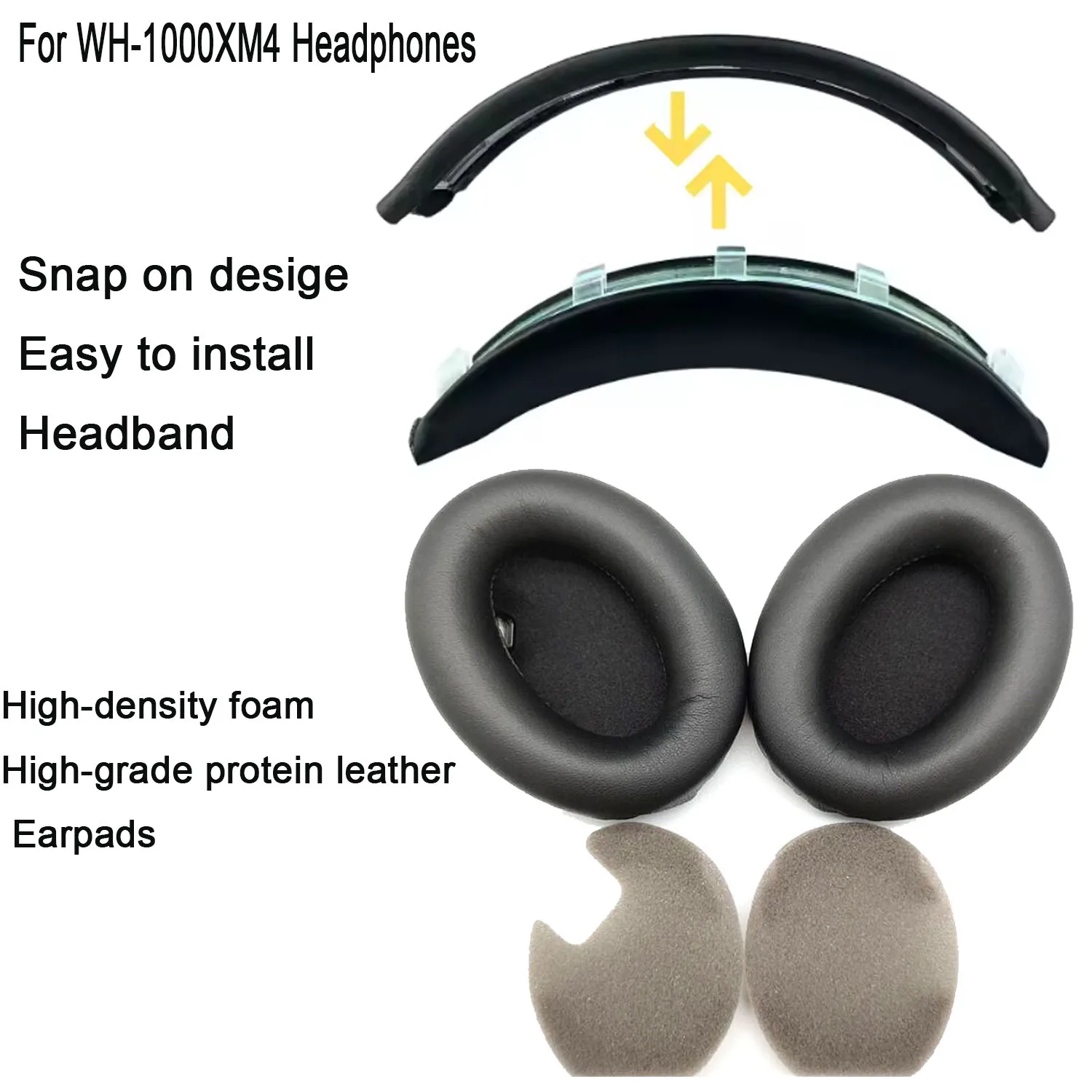 WH1000XM4 Easy Install Headband Earpads for Sony WH-1000XM4 Headphone Replacement Headband Ear Cushion Pad 1000XM4 Headstrap