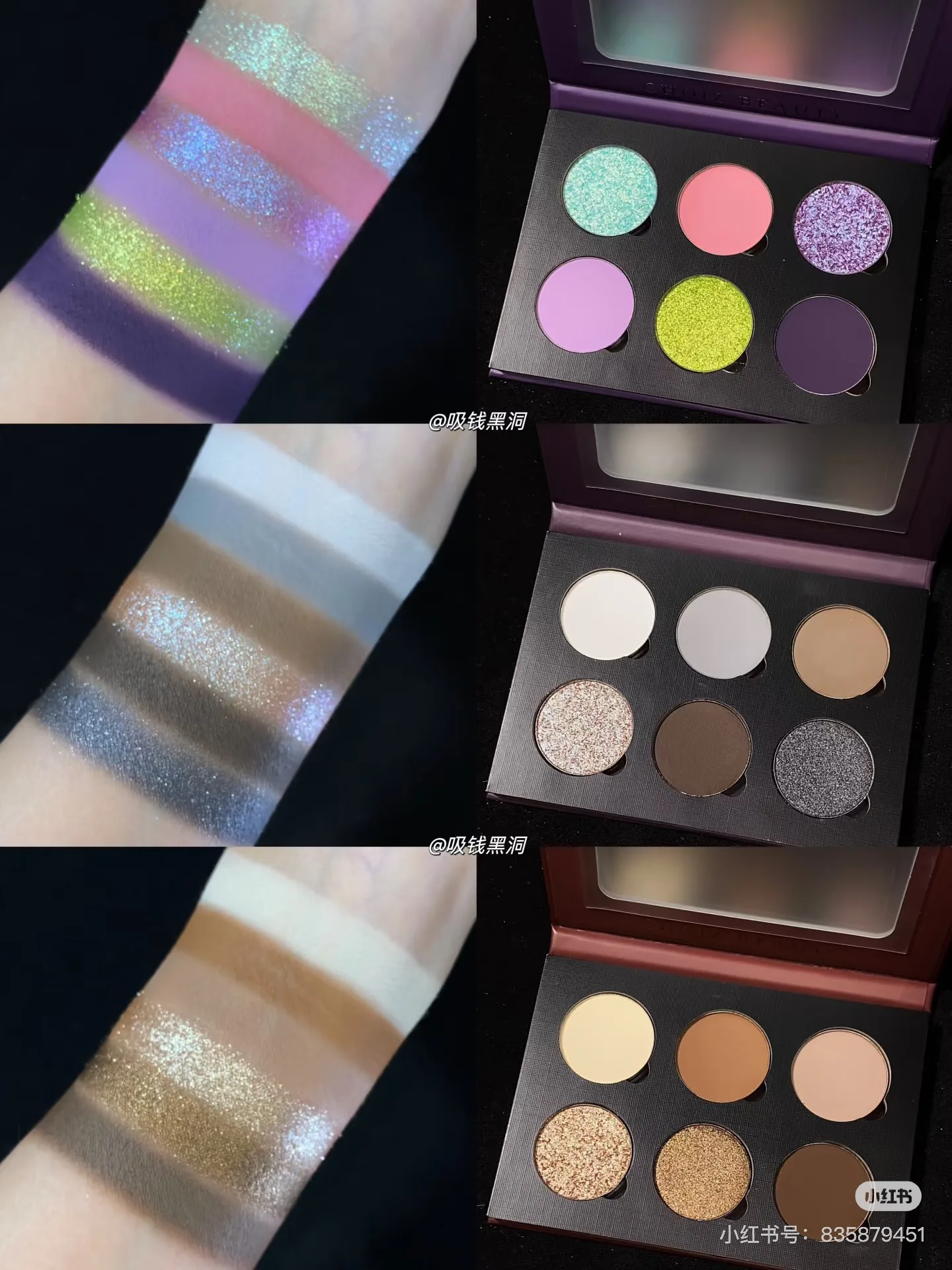 CHOIZ BEAUTY 6 Color 10Colors Eyeshadow Purple Chameleon Butterfly Matte Platte Shimmer Shining Eye Shadow Black Gothic