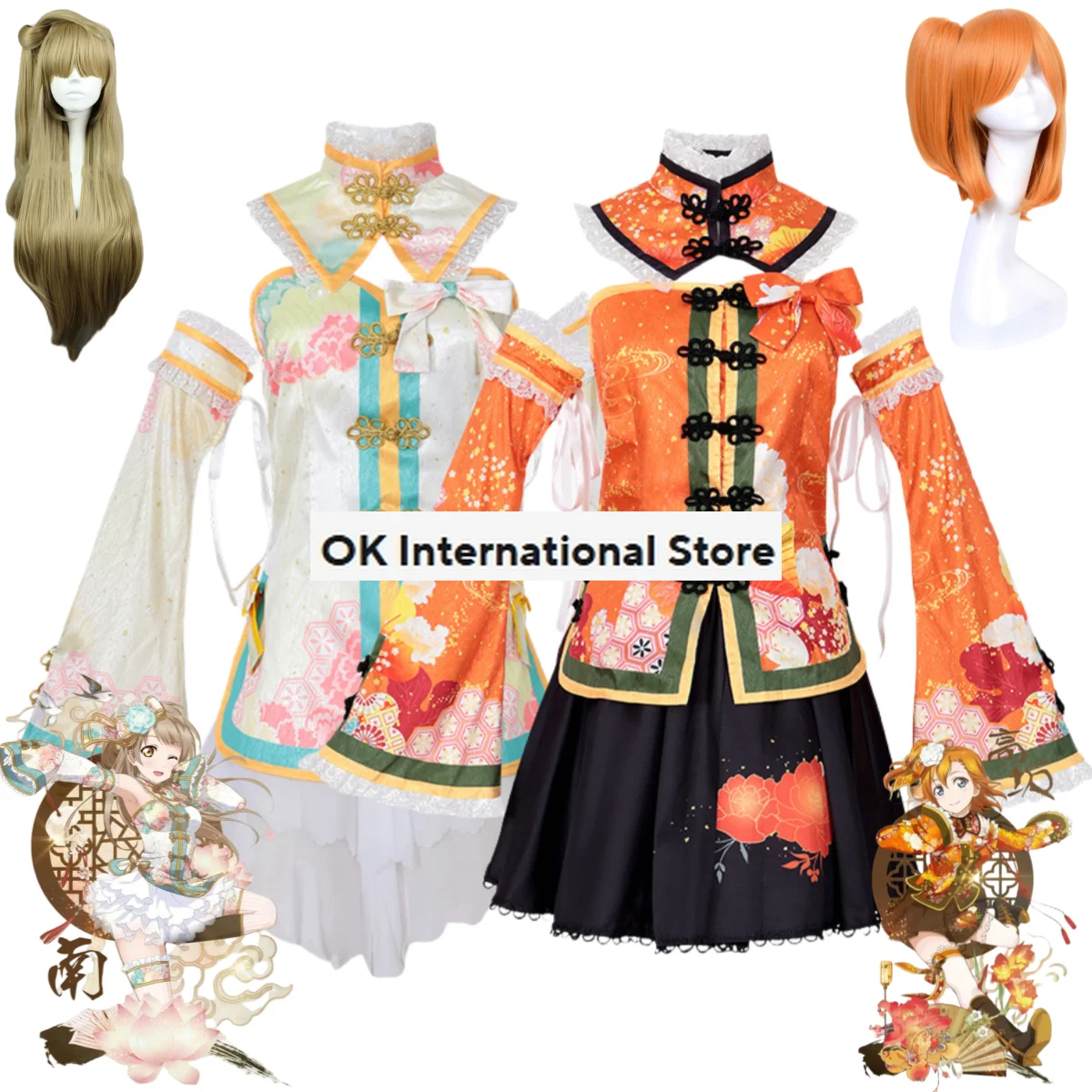 

Anime LoveLive!School Idol Project Honoka Kousaka Kotori Minami Cosplay Costume Wig Cheongsam Dress Qipao Woman Sexy Party Suit