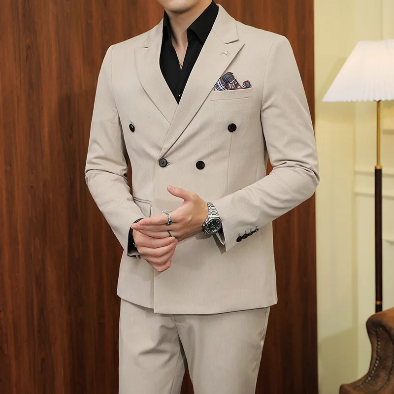 6868 Men's business wedding double breasted suit