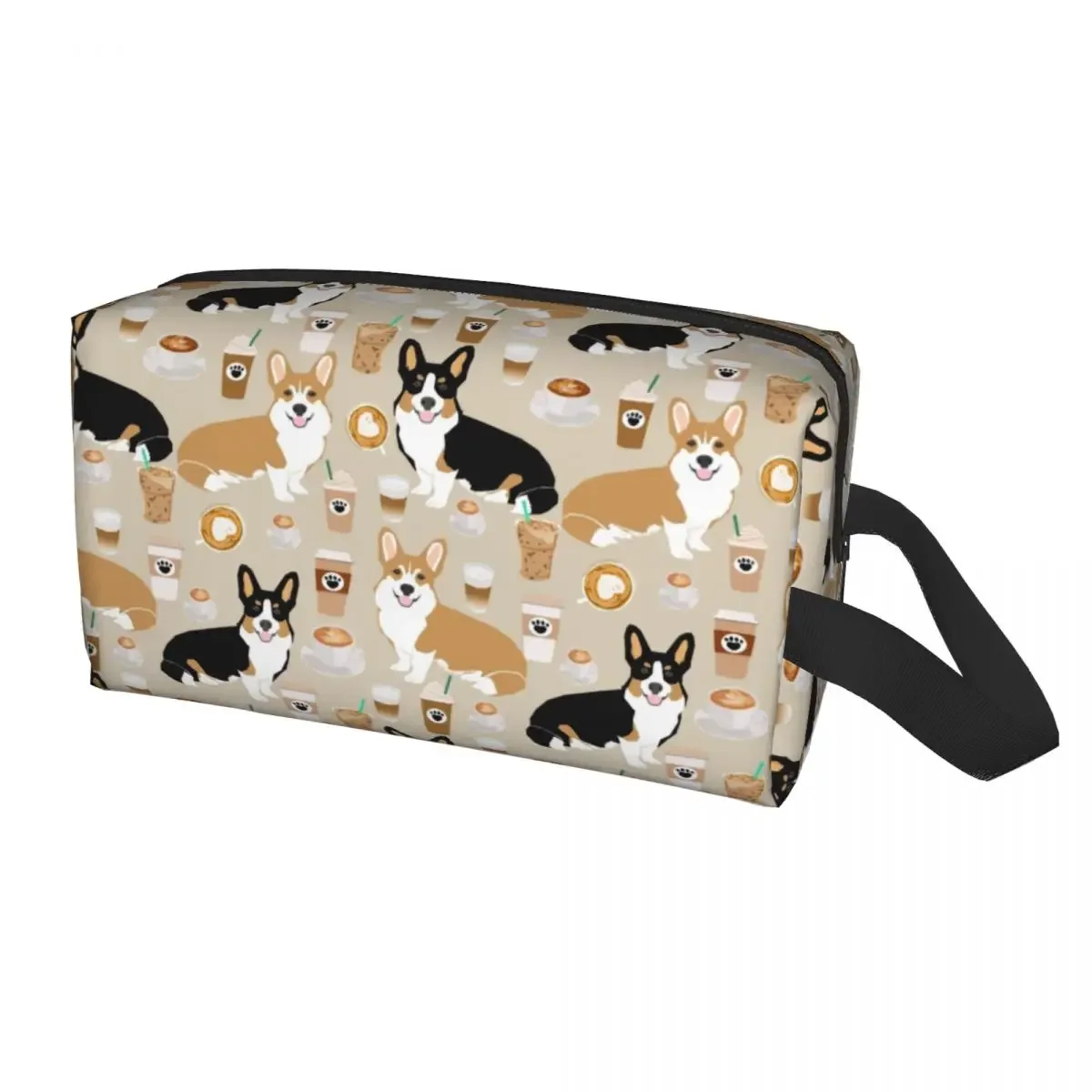 

Cute Coffee Welsh Corgis Dog Travel Toiletry Bag for Women Cosmetic Makeup Bag Beauty Storage Dopp Kit