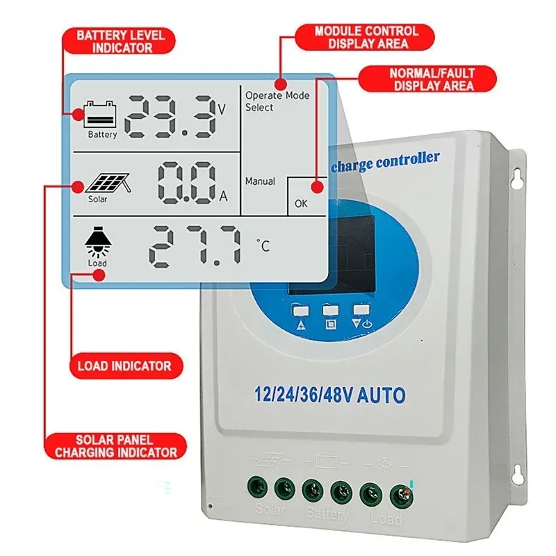 100A 120A 150A MPPT Solar Charge Controller 12V 24V 36V 48V Panel Intelligent Regulator for Off Grid Battery Charging Dual USB solar battery charge controller