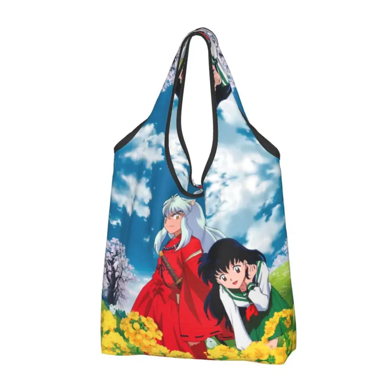 

Fashion Fashion Inuyasha Shopping Tote Bags Portable Anime Higurashi Kagome Groceries Shopper Shoulder Bag