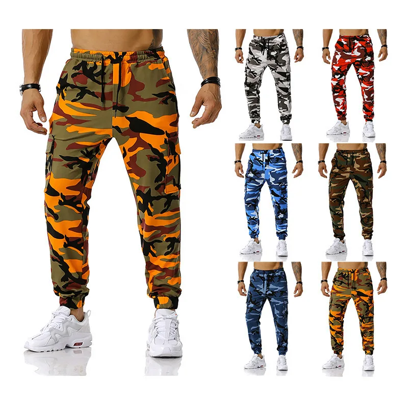 Mens Camo Cargo Pants Summer Loose Trousers