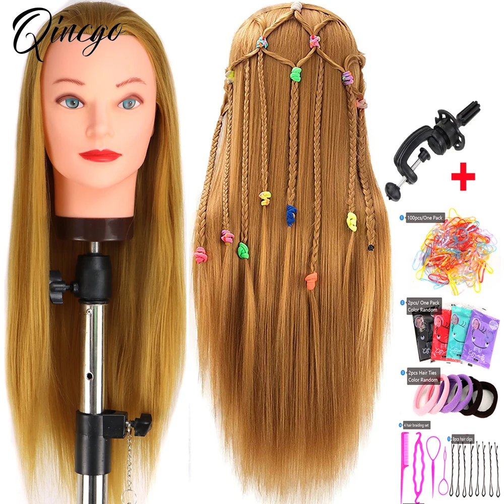 New Mannequin Head With Synthetic Hair 24'' Styling Makeup Training