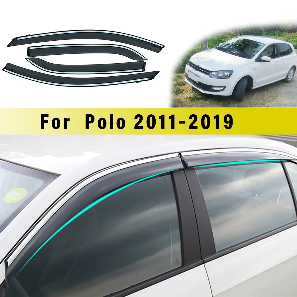 

Ветрозащитный экран на окно, дефлектор для Volkswagen Polo, хэтчбек, навесы, автомобильные аксессуары для стайлинга, козырек от солнца и дождя