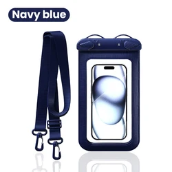 Universal Waterproof Phone Pouch with Touchscreen Access for Swimming, Diving, and Beach Use (Navy)