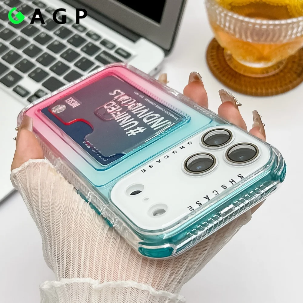 Gradient Transparent Luxury Wallet Case with Card Slot