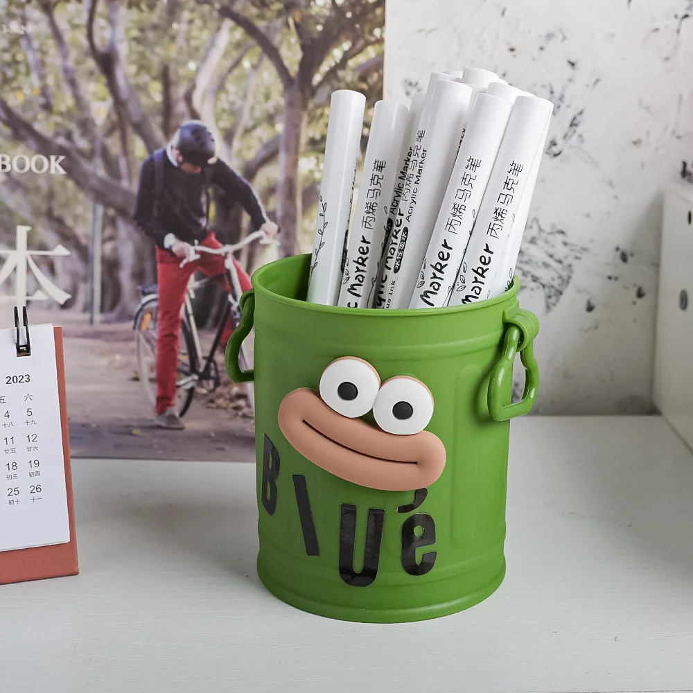 Cartoon Big Mouth Pen Holder - Large Capacity Desk Organizer for Office & Home, Creative Decor for Boys & Girls Free stickers