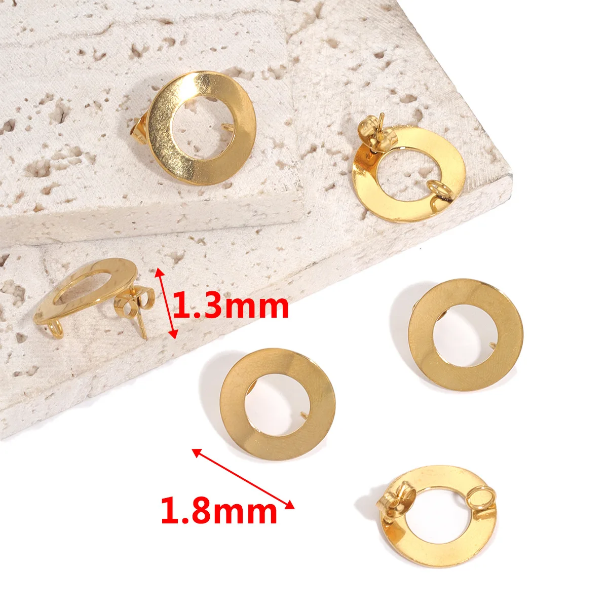 Stainless Steel 18mm Round Stud Earrings with Hanging DIY Earring Accessory 2