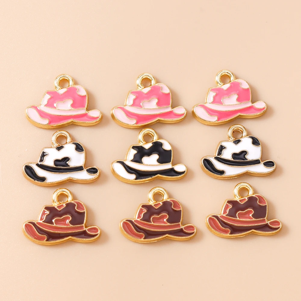 Leslie 10 Stück hübsche Mädchen-Cowboystiefel und Hut-Charms-Anhänger für Schmuckherstellung, Halskette, Ohrringe, DIY, Cowgirl-Hut-Charm, Geschenke – Detail 12
