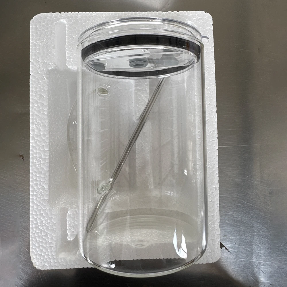 Large Clear Glass Mug with Handle, Lid & Straw - Versatile Wide Mouth Design