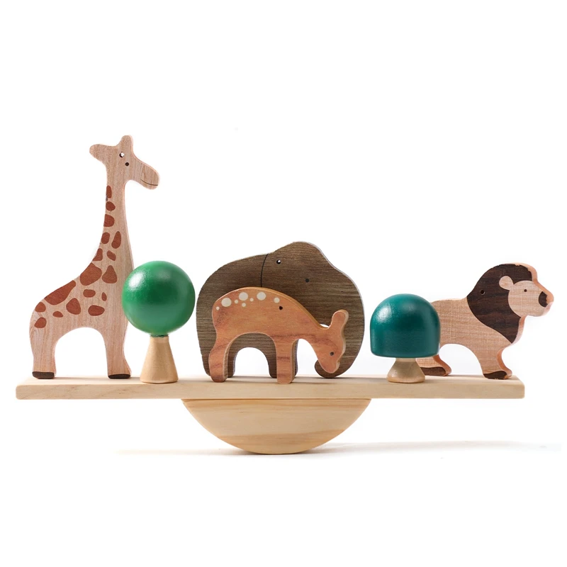 Montessori Sensory Toys  Stacking Toys For Baby Forest Houses Replica Wooden Forest Blocks  Early Childhood Education Game Gift