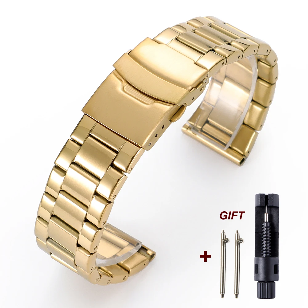 Premium Stainless Steel Semi-Solid Metal Watch Band Strap - Elegant Bracelet Accessory