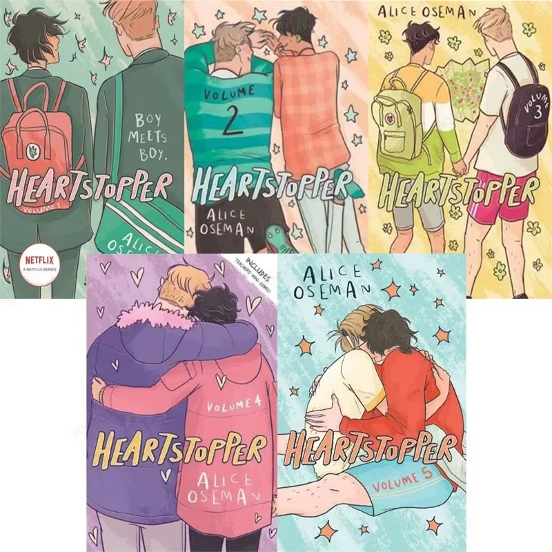 

Comic Novel Books Heartstopper Series Volume 1-5 Books Set By Alice Oseman Anime Sleeves Books in English To Read Romance Storys