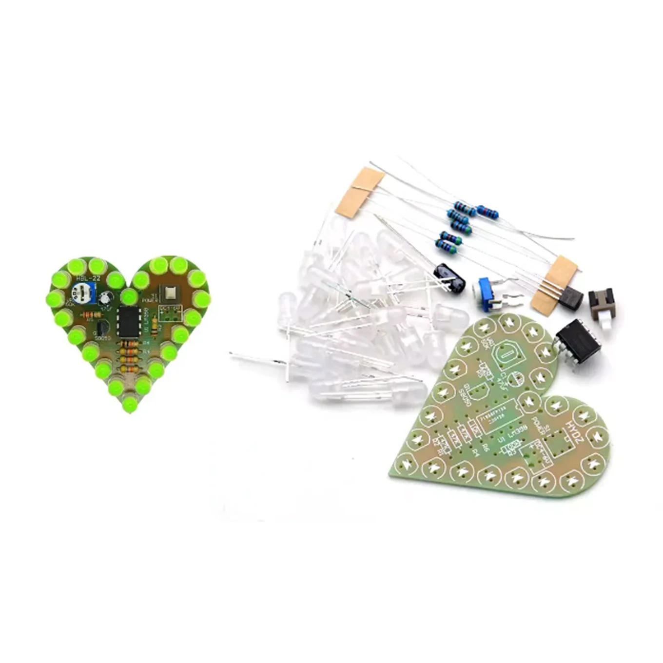 DIY 키트 하트 모양 호흡 램프 키트 DC 4V-6V 호흡 LED 스위트 빨간색 흰색 파란색 녹색 DIY 전자 생산 학습