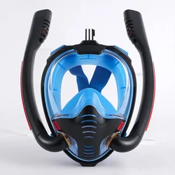 Enhanced Panoramic Full Face Snorkel Mask with Anti-Fog and Anti-Leak Technology - S/M (Black Blue)