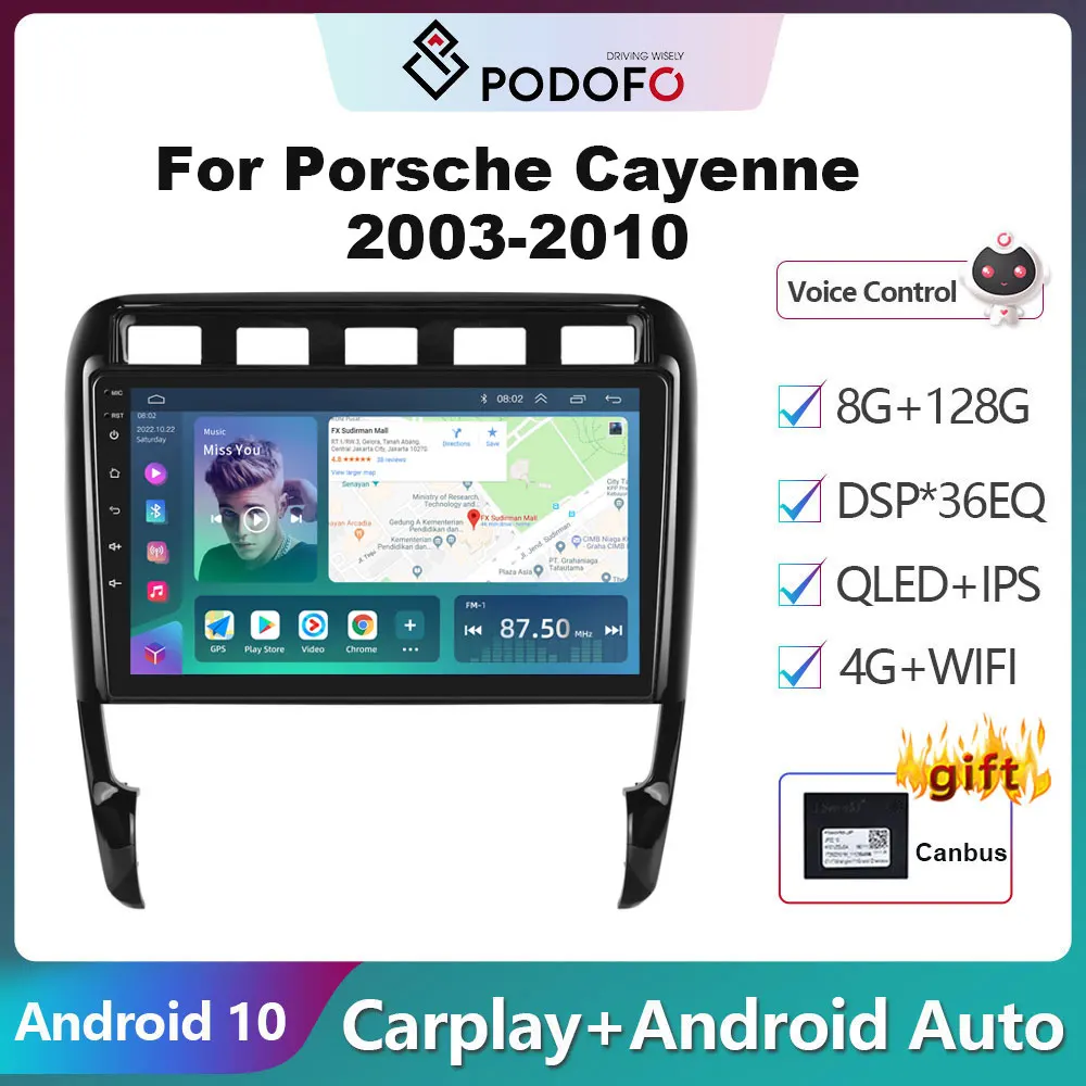

Podofo Android Car Radio For Porsche Cayenne 2003-2010 Multimedia Video Player 2Din 4G Navigation Carplay No DVD 2 Din Head Unit