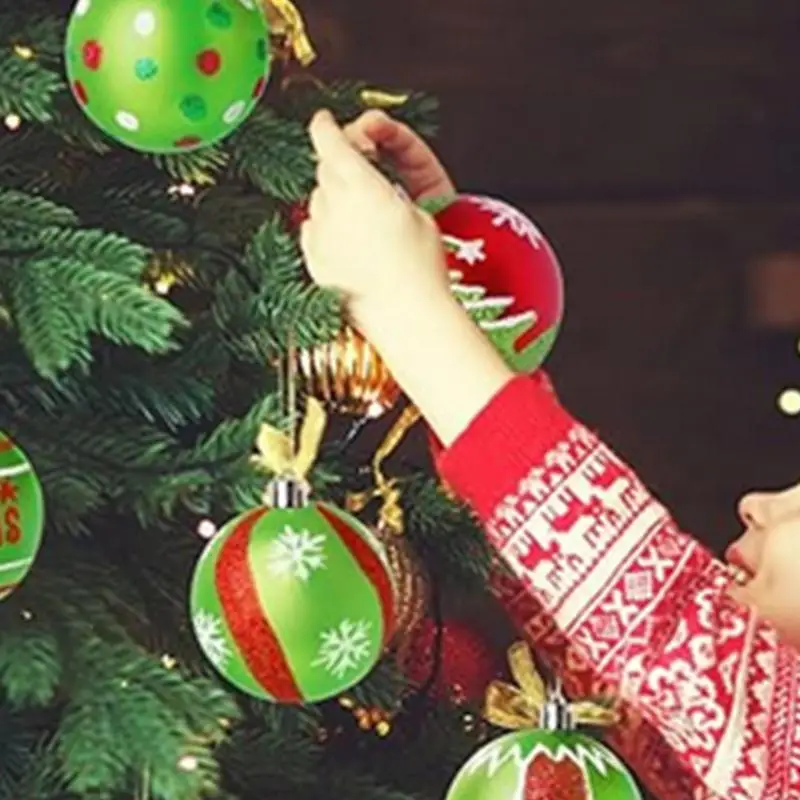 Christmas Tree Balls Ornaments Holiday Decor Glitter Ball Ornaments For Christmas Tree Wall Hanging Decoration 12Pcs/set