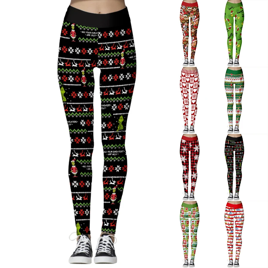 

Women's High Waist Sexy Christmas Dress Up Push Up Hip Yoga Pants Abdominal Control Exercise Running Leggings XS-8XL