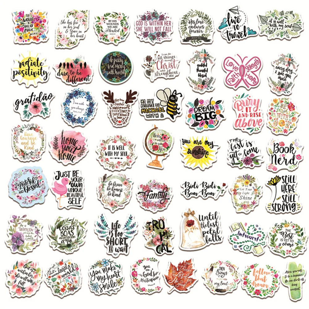 10/30/50pcs Aesthetics Inspiring Word Stickers Motivational Phrase Sticker  Laptop Notebook Suitcase Stationery Decorative Decals - AliExpress