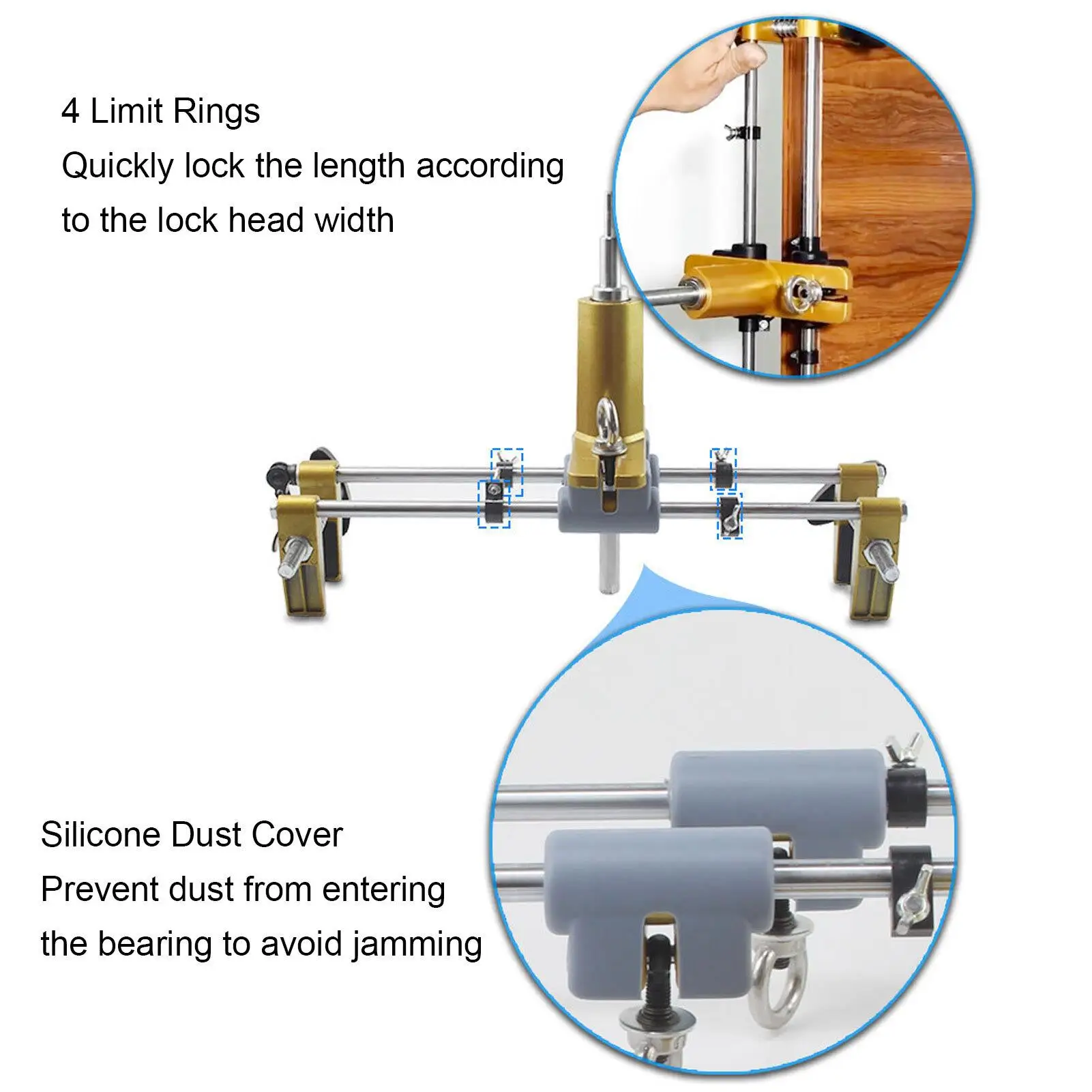 Wooden Door Lock Hole Opener Kit Double Slide Lock Mortiser Slotter Jig Key Hole Drilling Guide Woodworking Tools