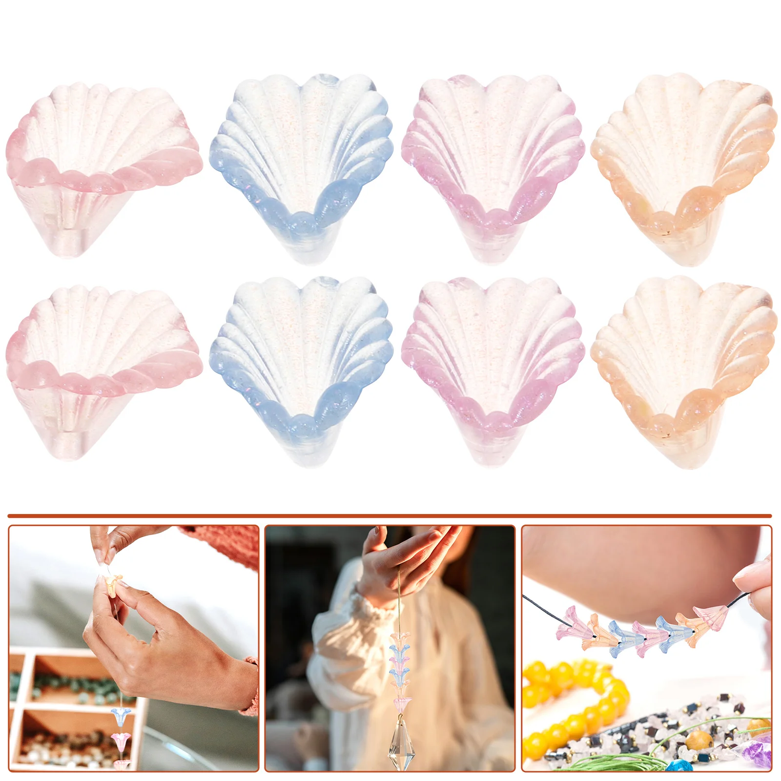 100 Pcs Orecchini Petunia Beads Charms Catena Del Telefono Cellulare Distanziatore Allentato Ghirlanda Fai Da Te Acrilico
