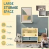 Qaba Kids Toy Storage with 4 Storage Boxes, Bookshelves, Cream White 4