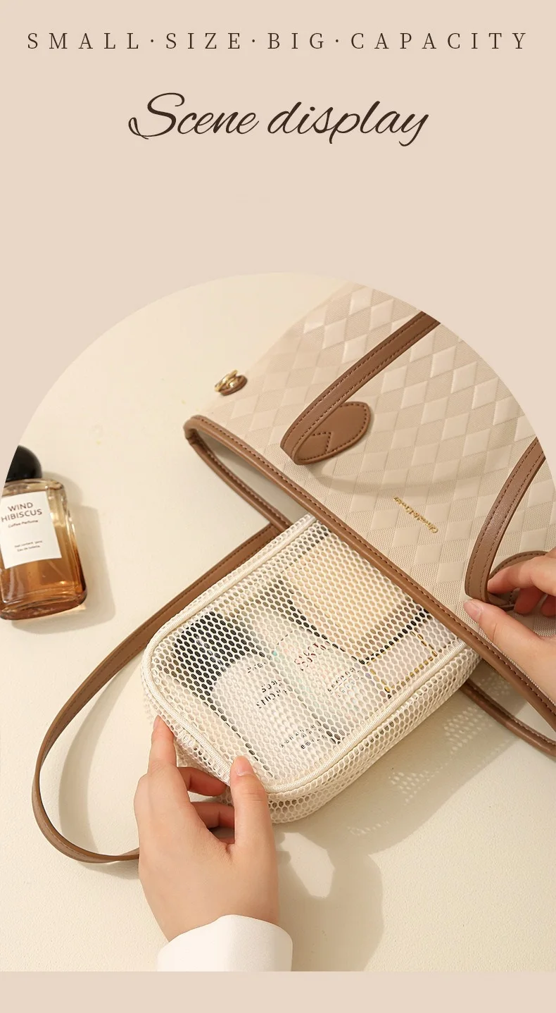 Lässige Nylon-Kosmetiktasche mit Reißverschluss, Netz-Make-up-Taschen, Mehrzweck-Netz-Toilettentaschen für Damen – Detail 13