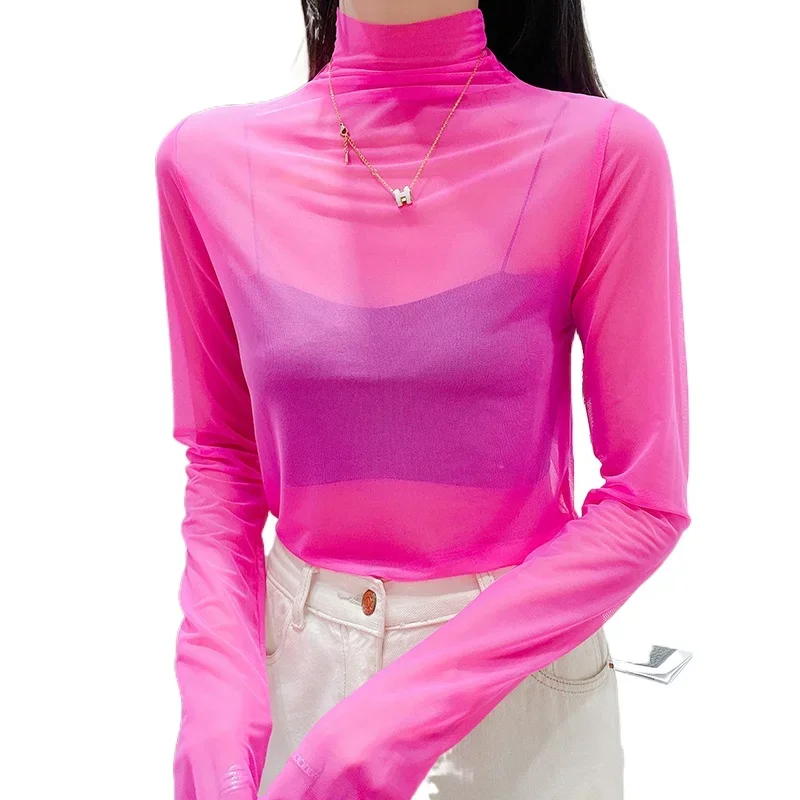 

2023 Summer Golf Women Sunscreen with long sleeves and ultra-thin ice silk bottoming shirt