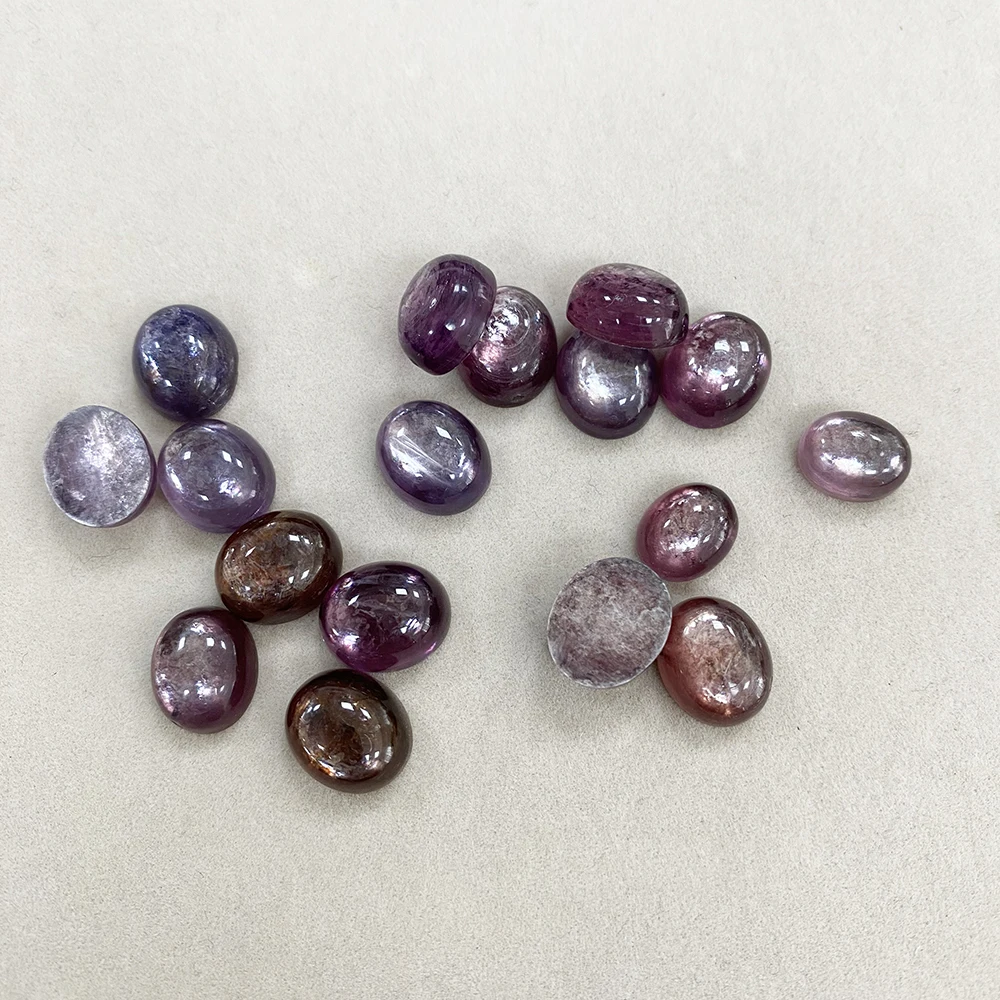 Factory Natural Kunzite Purple Lepidolite Mica Oval Cabochons Reiki Gemstone For Jewelry Making Gradient Healing Stone