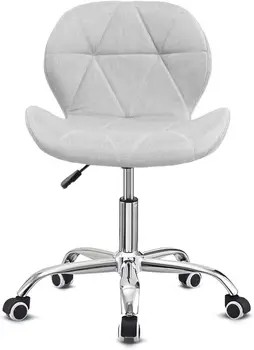 Fabric Modern Swivel Office Chair, Height Adjustable Padded Armless Desk Chair, Makeup Chair with Wheels for Be