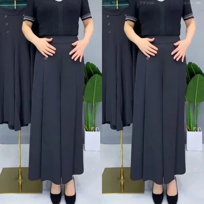 Summer Thin Wide Leg Pants Women Loose Mom Pants Drapey High End Anti-Wrinkle Premium Quality Long Trousers Female Garment