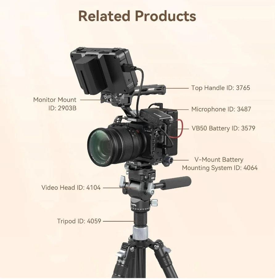 스몰리그 후지필름 X-S20 카메라 케이지, Arca Swiss 퀵 릴리스 플레이트, DJI RS 3 / RS 3 프로 짐벌, 콜드 슈 4230