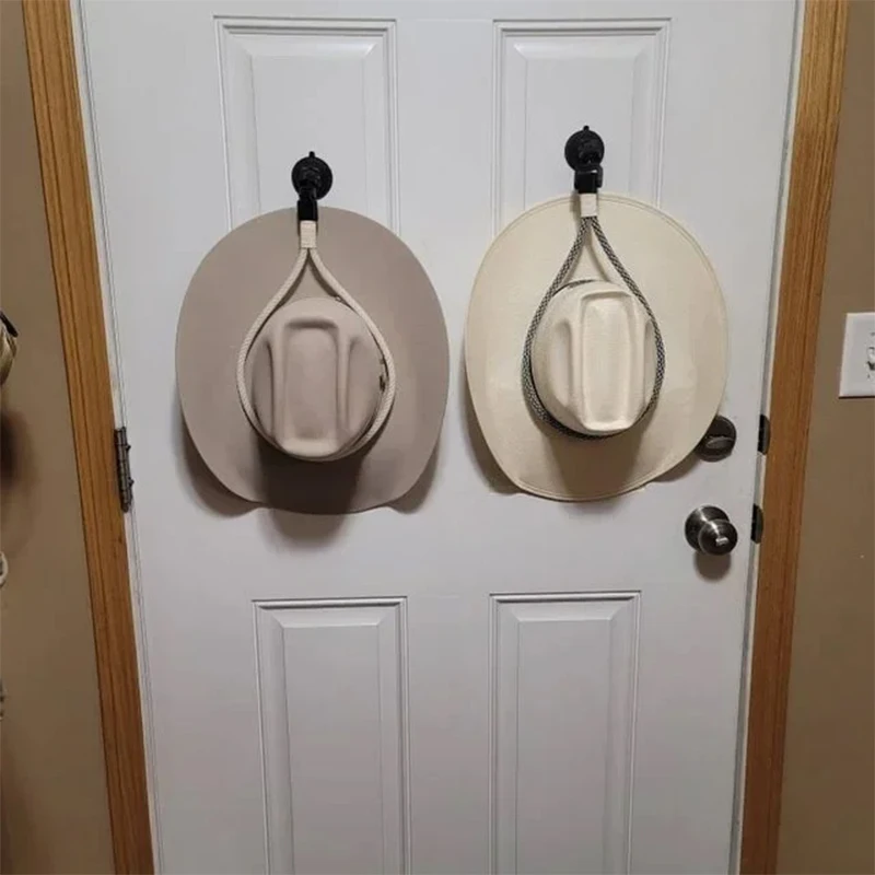 

Cowboy Hat Bracket Rope With Suction Wall Mounted Car Windshield Cap Hanging Rack Ropes Space Saving Door Wall Hats Stand