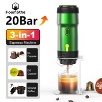 Foombthe Electric Portable Coffee Machine Italian Espresso Machine for Car & Home 3-in-1 Capsule Powder Travel Coffee Maker