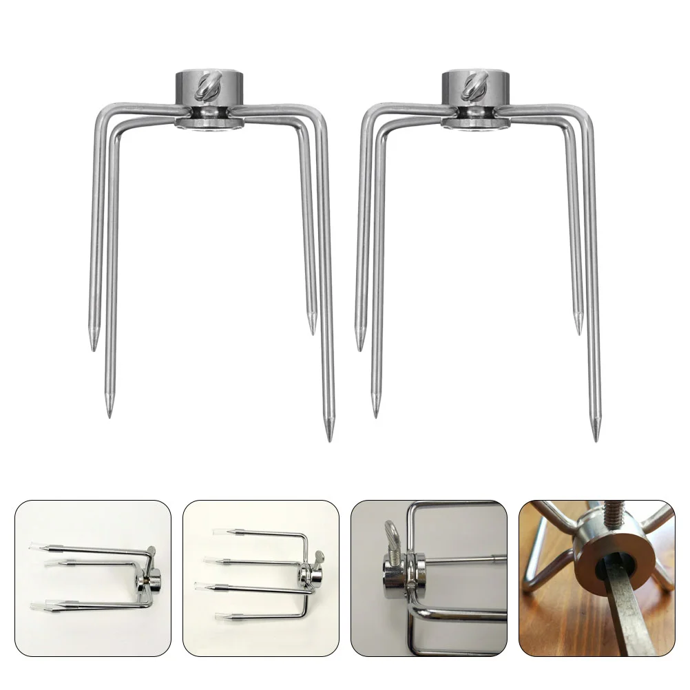 

Rotisserie Meat Fork Grill Spit Meat Forks 4 Prong Square Spit Rods 2pcs Replacement Barbecue Grilling Accessories