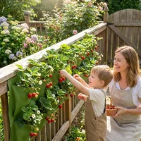 36 Pockets Vertical Strawberry Grow Planter Wall Hanging Flower Pot Bags Felt Garden Balcony Pouch for Railing Balcony Fence 5