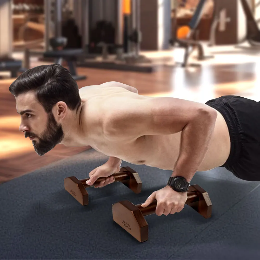 New Push-up Stand Handles Wooden Push Up Bar Beech Non-Slip Parallel Bars for Home Wood Parallettes Bar Exercise Equipment