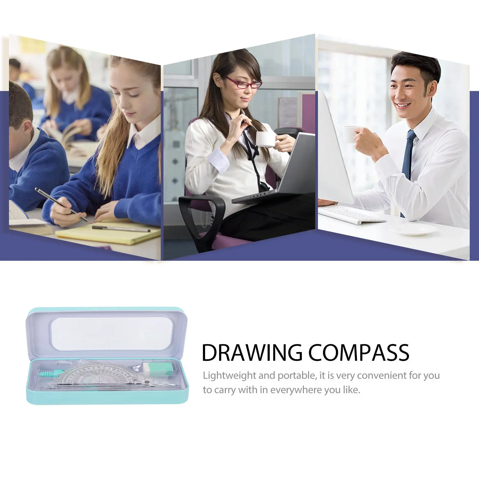 1세트 기하학 도면 도구 키트 학생, 예술가, 건축가, 수학 학교 용품을 위한 다기능 디자인 제도 도구