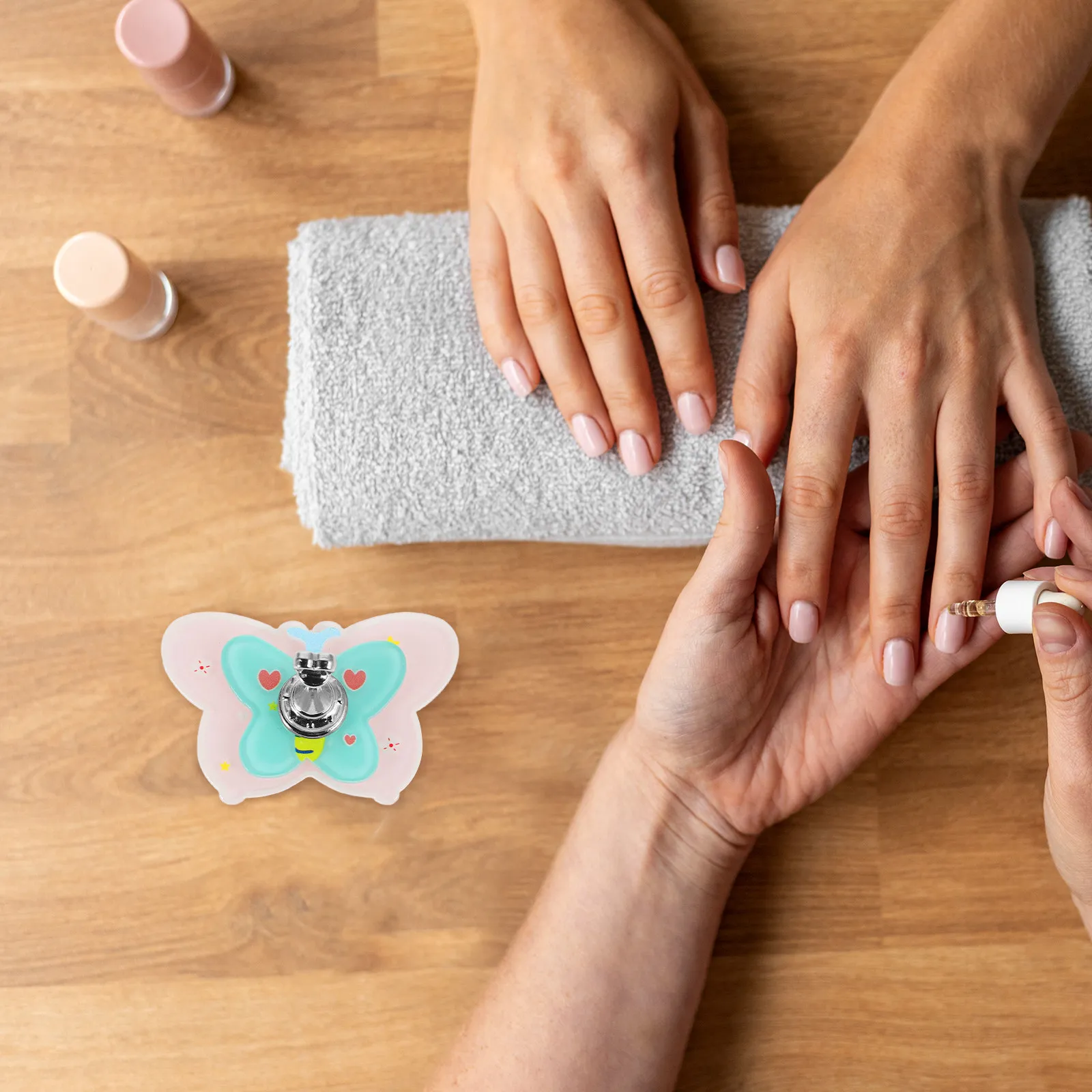 이중 아크릴 네일 아트 스탠드 3D 나비 모양 홀더 휴대용 살롱 네일 디스플레이 액세서리 (매니큐어용)