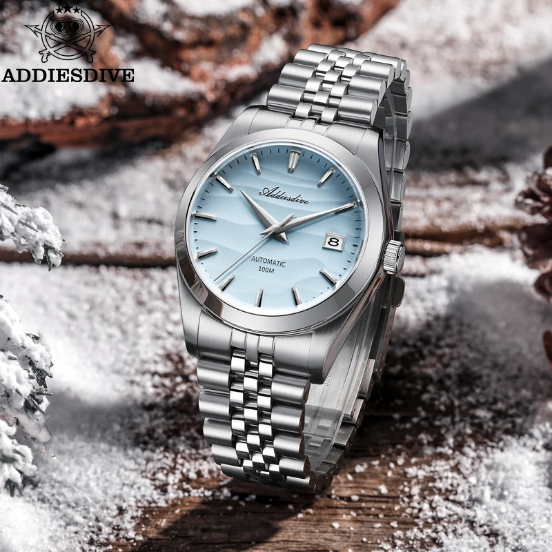 ADDIESDIVE Stainless Steel Diving Men's Sport Automatic Watch 100m Waterproof Mechanical Watches Luxury AD2059 Man reloj hombre
