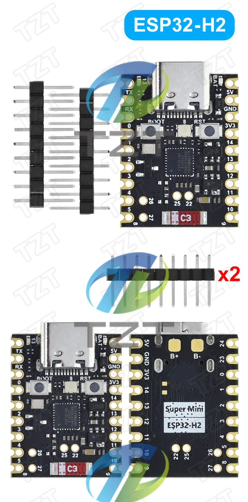 1/3 Stück SuperMini ESP32-H2 Entwicklungsboard Mikrocontroller Programmier-Lernplatine Core Board – Detail 3