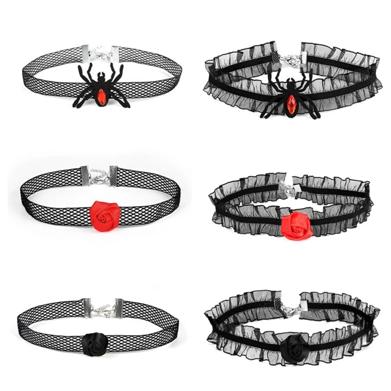 

Halloween Choker Necklace Black Punk Choker Collar Necklace For Women Gothic Decoration Punk Gothic Belt Choker