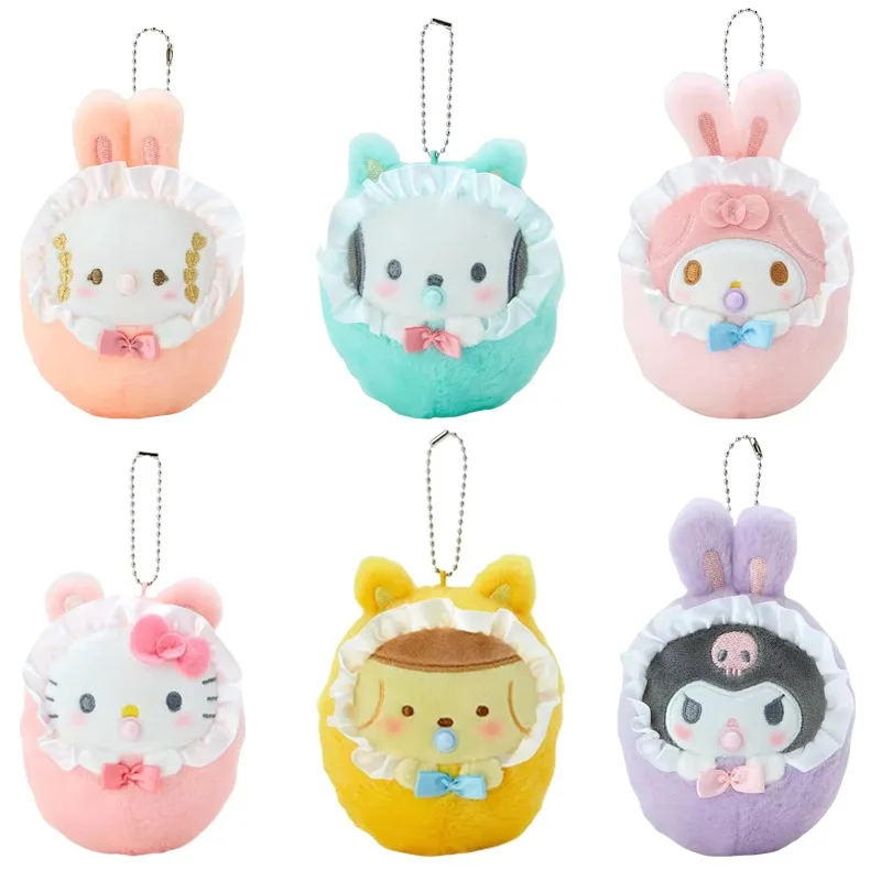 

Sanrioed заячьи уши, моя мелодия, Коричный цвет, Hellokittys, подвеска, кавайная плюшевая мягкая кукла, брелок, детский подарок