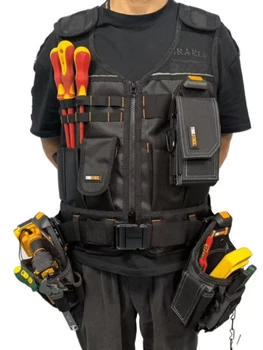 Gilet da Lavoro Multiuso TOOLSTACK, Resistente e Traspirante, con Tasche Multiple, Regolabile, per Elettricisti