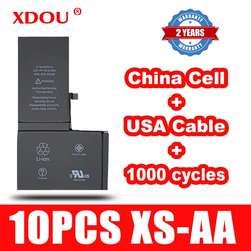 10pcs Xdou Battery For Iphone Xs 2658mah Repair Replaced 100% Cobalt China  Cell Usa Cable 1000 Cycles For Apple Iphonexs Aa - Mobile Phone Batteries -  AliExpress